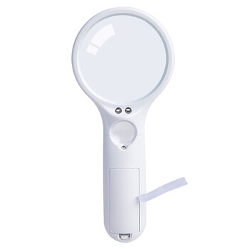 得力(deli)LED灯2.5倍高清阅读放大镜 Ф70mm/Ф22mm双镜片 白色
