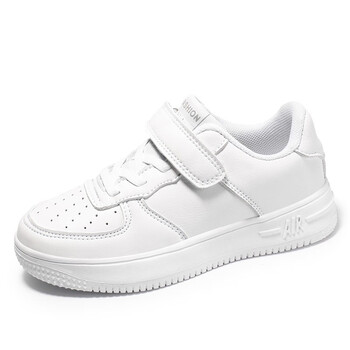 回力学生儿童鞋春秋休闲板鞋男孩子防水皮面运动鞋男童小白鞋白色38