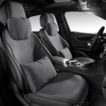 博紫适用于四季用汽车座垫套鹿皮绒奥迪a6lq5la4la3q3q7坐垫灰灰色