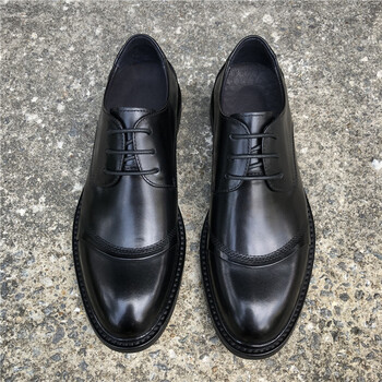 新上市品质保障三接头皮鞋男商务正装真牛皮英伦风软底透气头层牛皮