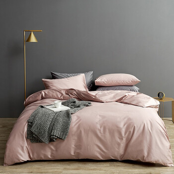 南极人100支长绒棉素色四件套纯棉贡缎床品套件床上用品豆沙2米床适用