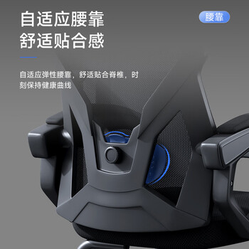 奈高（NAIGAO）电脑办公会议椅工学椅可躺家用书房网布麻将弓形椅子-黑色