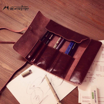 马蒂尼水彩笔旅行笔袋户外便携写生画笔皮包小牛皮复古风MGD-02