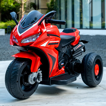 麦思伦儿童电动车摩托车男孩充电三轮车宝宝可坐玩具车遥控电瓶车红色