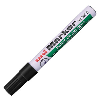 三菱（uni）单头油性记号笔马克笔 斜头方嘴大头笔 580B 黑色单支装