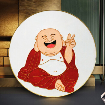 珐琅画diy材料包非遗手工金丝彩砂画客厅 30cm弥勒佛彩砂材料包套装