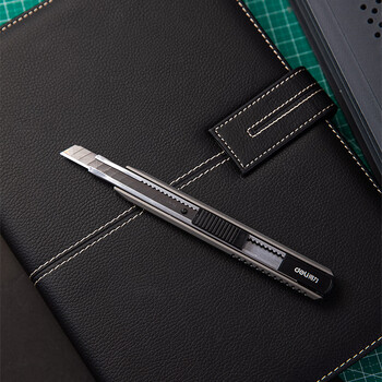 得力(deli)黑刀片美工刀 安全自锁功能裁纸刀 2036S