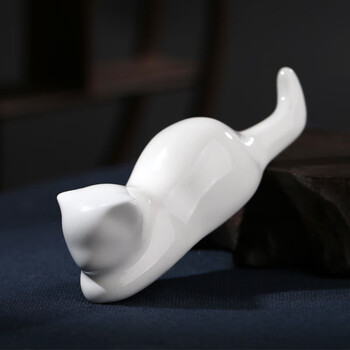 【全网低价】荣宝斋 笔搁 文房四宝书法国画笔掭笔山笔托毛笔架镇纸尺招财猫陶瓷器 汝窑白釉萌系小猫笔搁-白 【全网低价】荣宝斋 笔搁 文房四宝书法国画笔掭笔山笔托毛笔架镇纸尺招财猫陶瓷器 汝窑白釉萌系小猫笔搁-白