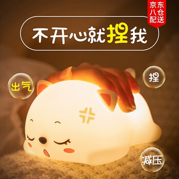 呼噜猫生日礼物女送女生小夜灯教师节礼物女老师拍拍硅胶灯女朋友女友老婆闺蜜解压儿童玩具女孩创意实用礼品 基础款 呼噜猫拍拍硅胶灯小夜灯 七彩变色 图片价格品牌