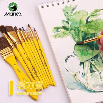 马利(Maries)水彩画笔套装 10支装刷子勾线笔圆头笔平头笔排笔套装 学生考试儿童美术绘画笔套装 G1111 速写 马克笔绘画 马利(Maries)水彩画笔套装 10支装刷子勾线笔圆头笔平头笔排笔套装 学生考试儿童美术绘画笔套装 G1111 速写 马克笔绘画