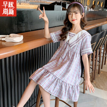 3-14岁小女孩夏季穿的小裙子女童连衣裙jk小学生2022新款夏装短袖儿童