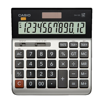 卡西欧（CASIO）DH-120 时尚宽屏幕台式会计财务计算器12位数太阳能电子商务型办公计算机