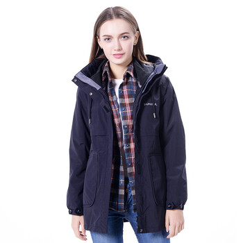 3·unusul/三由户外冲锋衣女三合一秋冬双层防水防风保暖外套 黑色 s