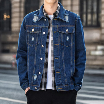 汤米鲨tangmisha牛仔外套男春季新款潮流上衣男士大码青年宽松纯色