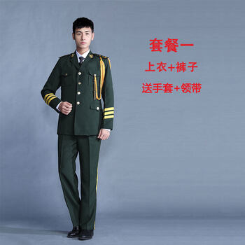制服套装女海军鼓男演出服三军仪仗队升旗手服装班军礼服 军绿色:款式
