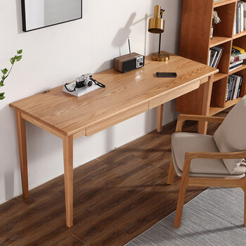 丰崟红橡木窄书桌实木桌小户型日式订制50厘米宽学生学习桌 1.5*0.
