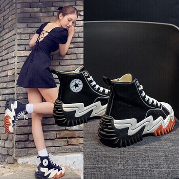 匡威（Converse）女鞋2024夏新款Run Star Hike高帮运动休闲厚底增高帆布鞋166799C 171545C 35