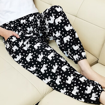 欧密坊泰国瑜伽灯笼裤子女夏季波西米亚宽松人造棉绸阔腿大象花沙滩