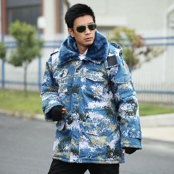 海洋迷彩大衣军大衣男冬季加厚保暖防寒服海军作训大衣女 88 160