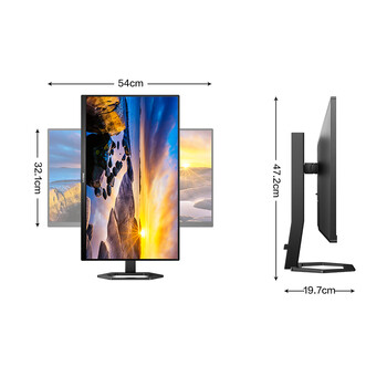 飞利浦 23.8英寸 2K IPS Type-C65W 低蓝光 网课 旋转升降 高清设计 办公显示器 娱乐显示屏 24E1N5600E