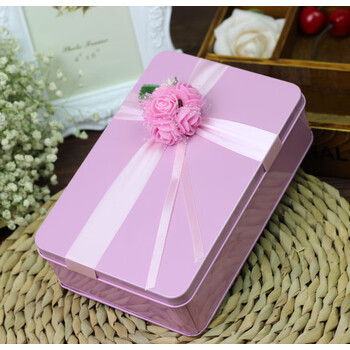 默然诺尔长方形喜糖盒礼品盒结婚回礼糖果铁盒子伴手礼铁盒月饼盒粉色