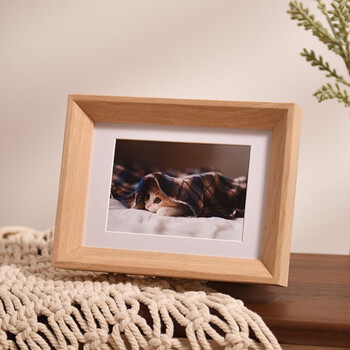 存恩 高级感 实木小相框摆台配白色卡纸6 7 8寸洗照片打印加做成相框