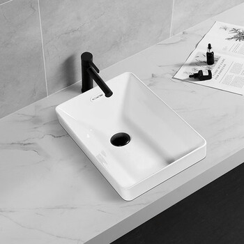 玛帝萨琪云台中盆后排水平底陶瓷阳台上洗脸盆半嵌入式洗手盆左右侧边