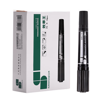 三木(SUNWOOD)效率王系列 10支装黑色 大双头油性记号笔 物流绘画速干型记号笔 P2