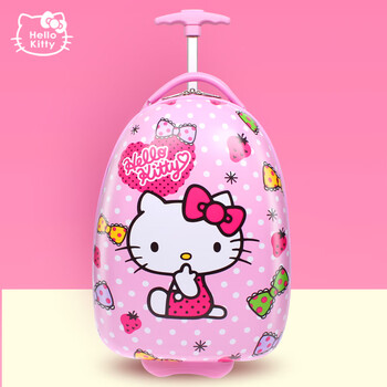 拉杆箱小孩女童行李箱旅游可坐可爱宝宝旅行蛋壳kt14006粉色密码锁