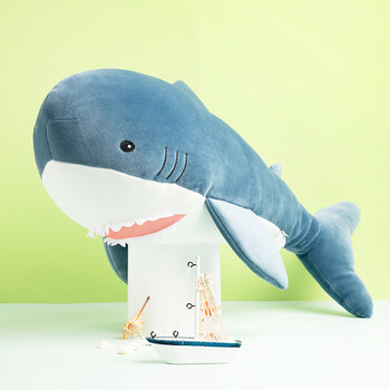 名创优品（MINISO）海洋系列鲨鱼公仔趴姿毛绒玩具娃娃睡觉室内卧室办公室生日礼物