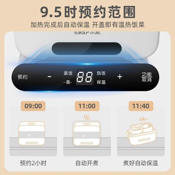 小熊（Bear）加热饭盒 电热饭盒 可预约保温饭盒 双层304不锈钢上班族便携式热饭神器 DFH-C15B9 