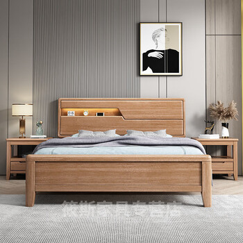 樱桃木床 家用胡桃木实木床1.2米1m1.35成老人家用单人床1.5宽1.