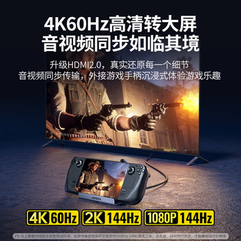绿联适用Steam Deck/oled/ROG ally扩展坞LEGION Go掌机拓展坞游戏底座HDMI投屏4K60Hz千兆网口扩展坞