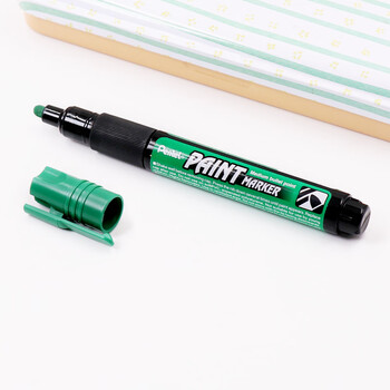派通（Pentel ）彩色圆头油漆笔 防水速干记号笔粗头大字广告笔MMP20 绿色单支装