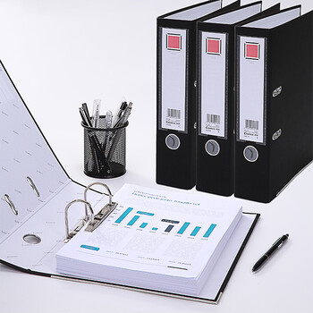 齐心(Comix) 3寸加厚型欧式快劳夹 A4文件夹带孔资料夹 两孔活页夹 黑色 办公文具 EA4016