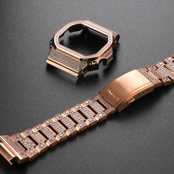 花木榕 卡西欧小方块gwx/dw5600/gmw-b5000手表带满钻镶钻爆改金属