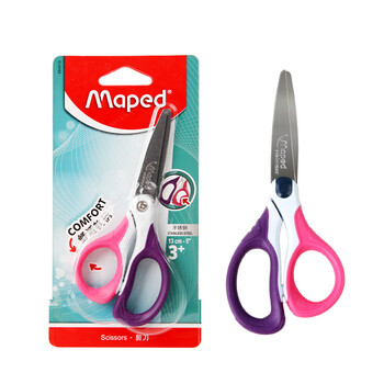 马培德（Maped）彩趣软柄剪刀 学生美工小剪刀 幼儿园手工DIY安全剪纸创意小剪子 13cm硅胶软柄484413CH粉紫色