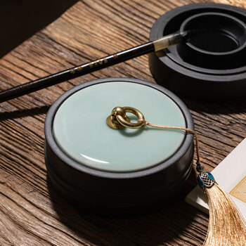 張小鳳砚台歙砚文房四宝毛笔初学者书法用品墨盒墨池 張小鳳砚台歙砚文房四宝毛笔初学者书法用品墨盒墨池