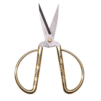 三木（SUNWOOD）170mm不锈钢龙凤呈祥结婚开业剪彩居家剪家用彩金剪刀 91122