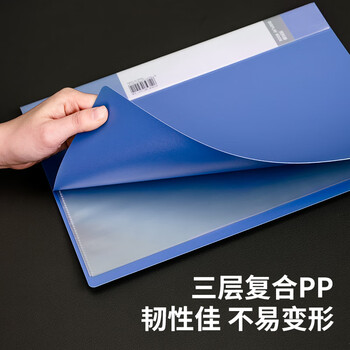 得力(deli)5104  A4透明活页多层分页试卷夹档案文件夹插页袋40页资料册文件收纳册学生办公用 蓝色 10本装