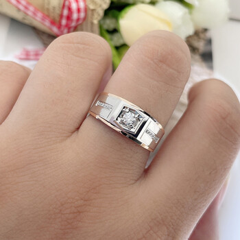 兢一18k金求订结婚男士钻戒男戒 裸钻对戒定制 铂金1克拉真钻石戒指