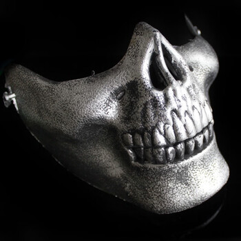 万圣节面具v字仇杀电锯惊魂派对聚会班诺小丑骷髅街舞男女 下巴银色