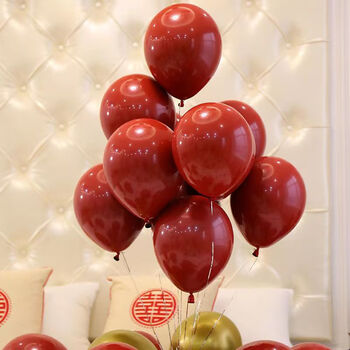 盛洛侠结婚用的地爆球结婚气球红色婚房装饰双层加厚婚礼汽球场景布