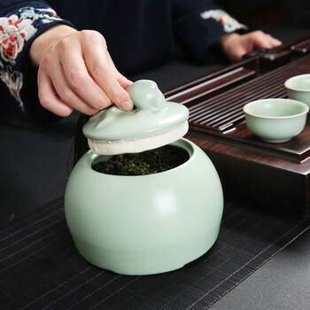 金镶玉 茶具年年有余茶叶罐 汝瓷花茶罐茶具原矿仿宋汝窑密封储藏罐 金镶玉 茶具年年有余茶叶罐 汝瓷花茶罐茶具原矿仿宋汝窑密封储藏罐