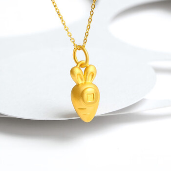 曼舒爱999足金胡萝卜金兔子黄金吊坠 转运珠兔年本命年礼物女生肖兔