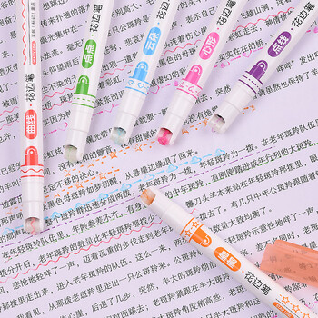 金万年6色花型轮廓笔曲线笔荧光笔压花笔标记笔学生用记号花边手抄报花边带彩色手账装饰笔  G-0546
