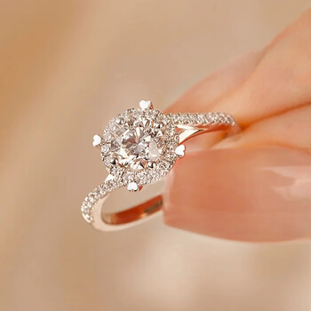 dr极光莫桑石钻戒指女求婚结婚戒 主钻60分9号