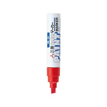 uni三菱 油漆笔PX-30宽记号笔不掉漆斜头粗字油性笔（可用于汽车补漆） 4.0-8.5mm红色单支装