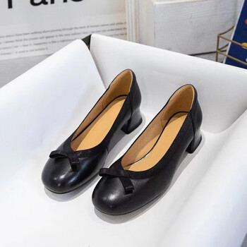 【抖音同款】左踏右踏zuotayouta女鞋欧版羊皮中跟女士单鞋舒适工作鞋