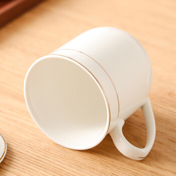 洁雅杰陶瓷茶杯 带盖水杯子(350ml)陶瓷茶杯陶瓷办公杯 贵族杯